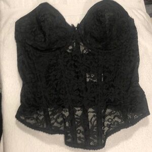 VINTAGE Valmont Black Lace Boned Corset